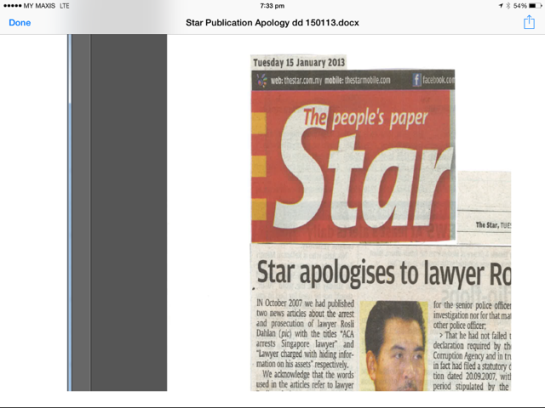 The Star's Apology